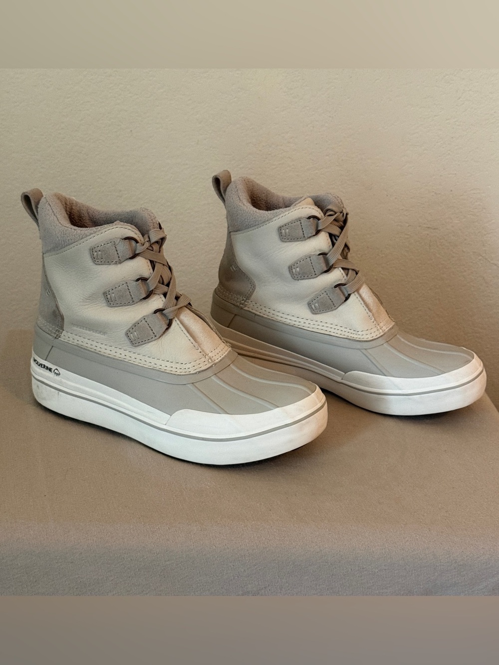 Wolverine Torrent Waterproof Duck Boots Gray and Cream
